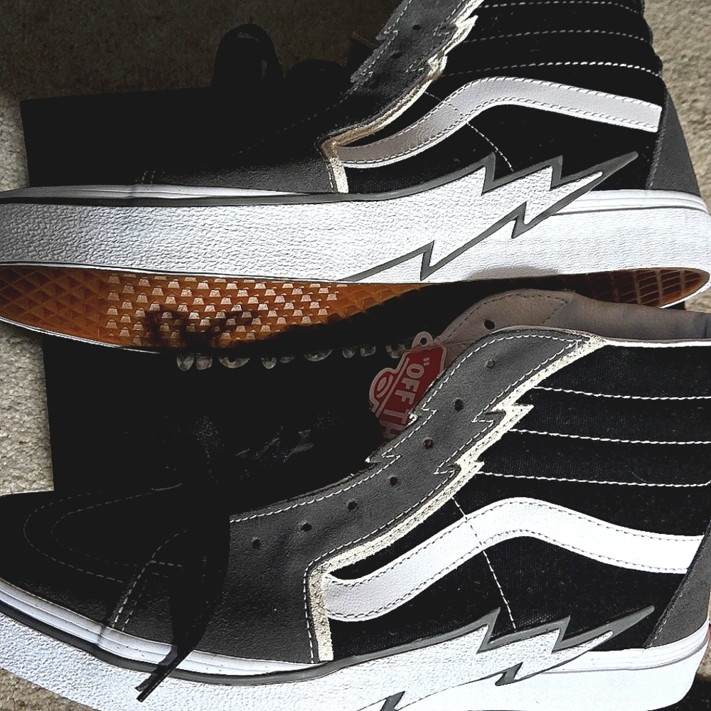 VANS gray and black suede high tops size 12